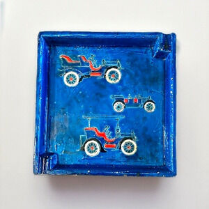 Vintage Mid Century Aldo Londi Bitossi Antique Car Ashtray 9.75" x 9.5"